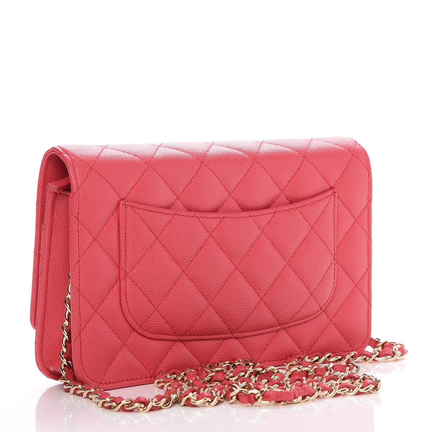 Caviar Quilted Wallet On Chain WOC Dark Pink