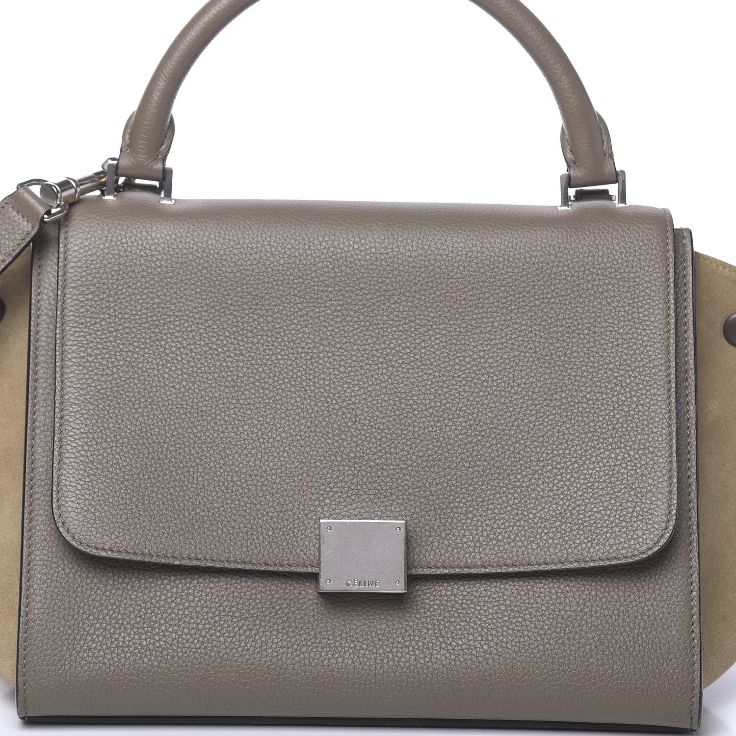 Celine Drummed Calfskin Suede Small Trapeze Souris 8 of 10