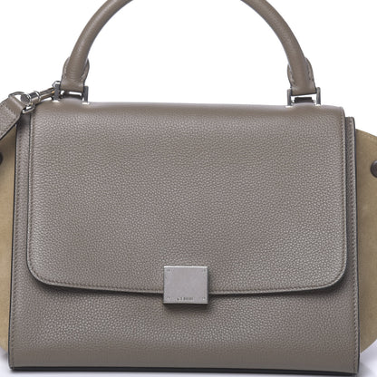 Celine Drummed Calfskin Suede Small Trapeze Souris 8 of 10