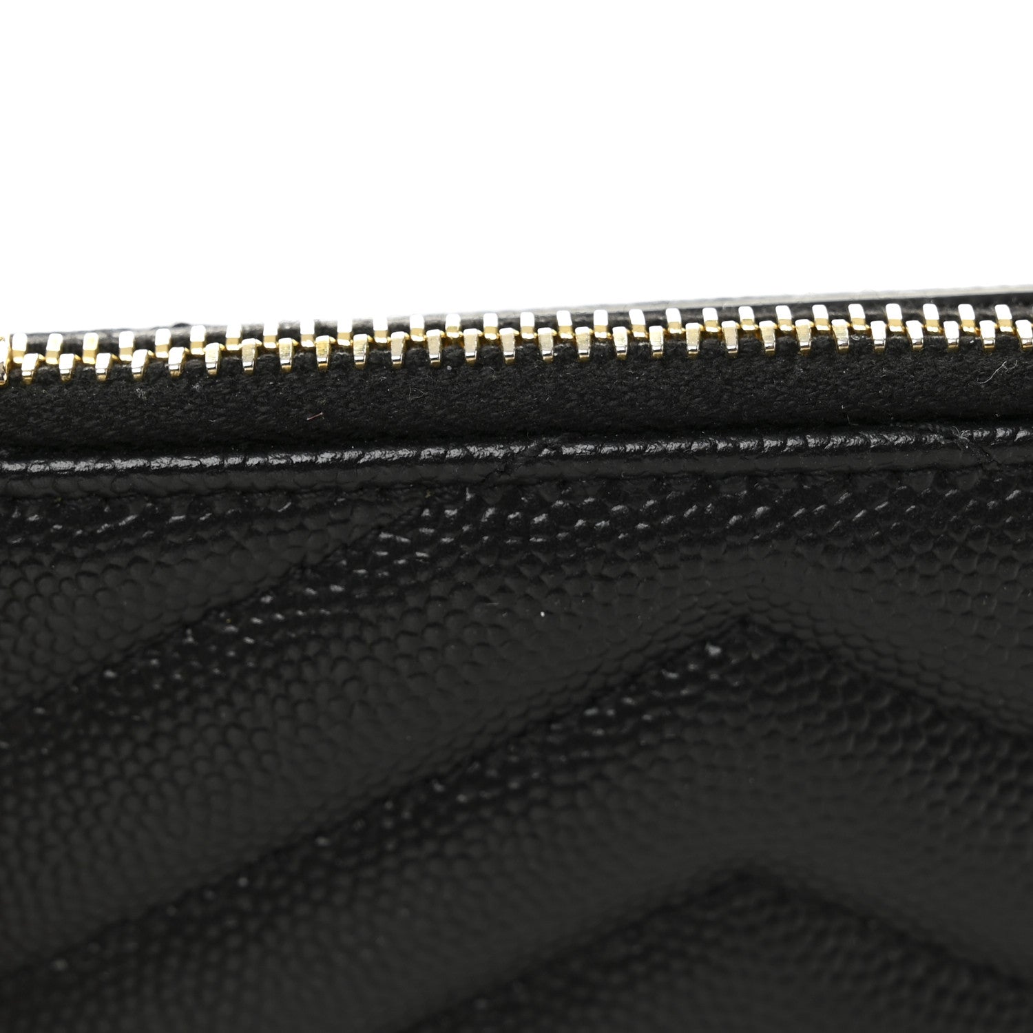 Saint Laurent Grain De Poudre Matelasse Chevron Monogram Zipped Card Case Black 8 of 8