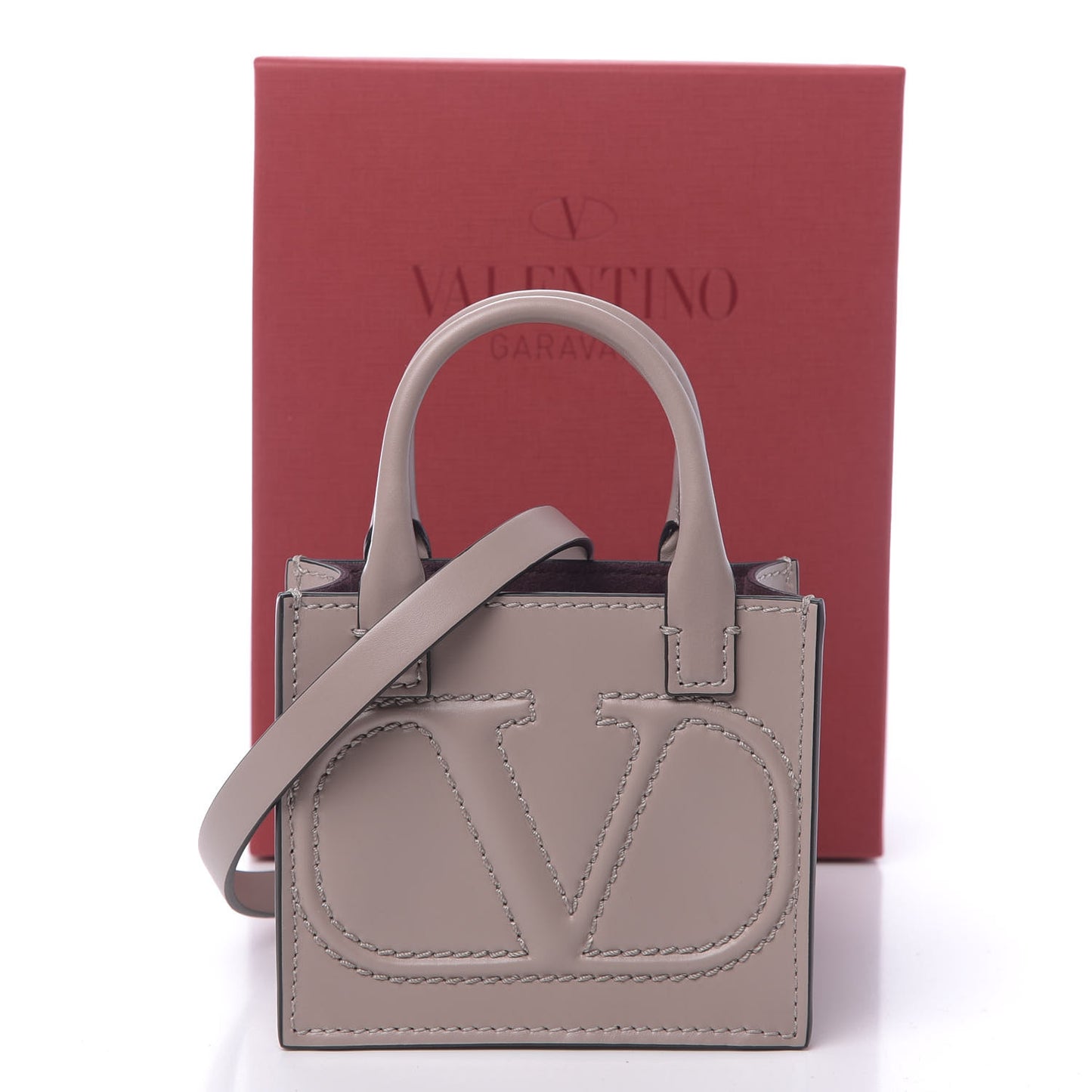 Calfskin Mini Vlogo Signature Pouch Poudre