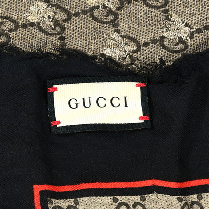 Gucci Modal Silk GG Monogram Big Bee GG Shawl Black Red 3 of 5
