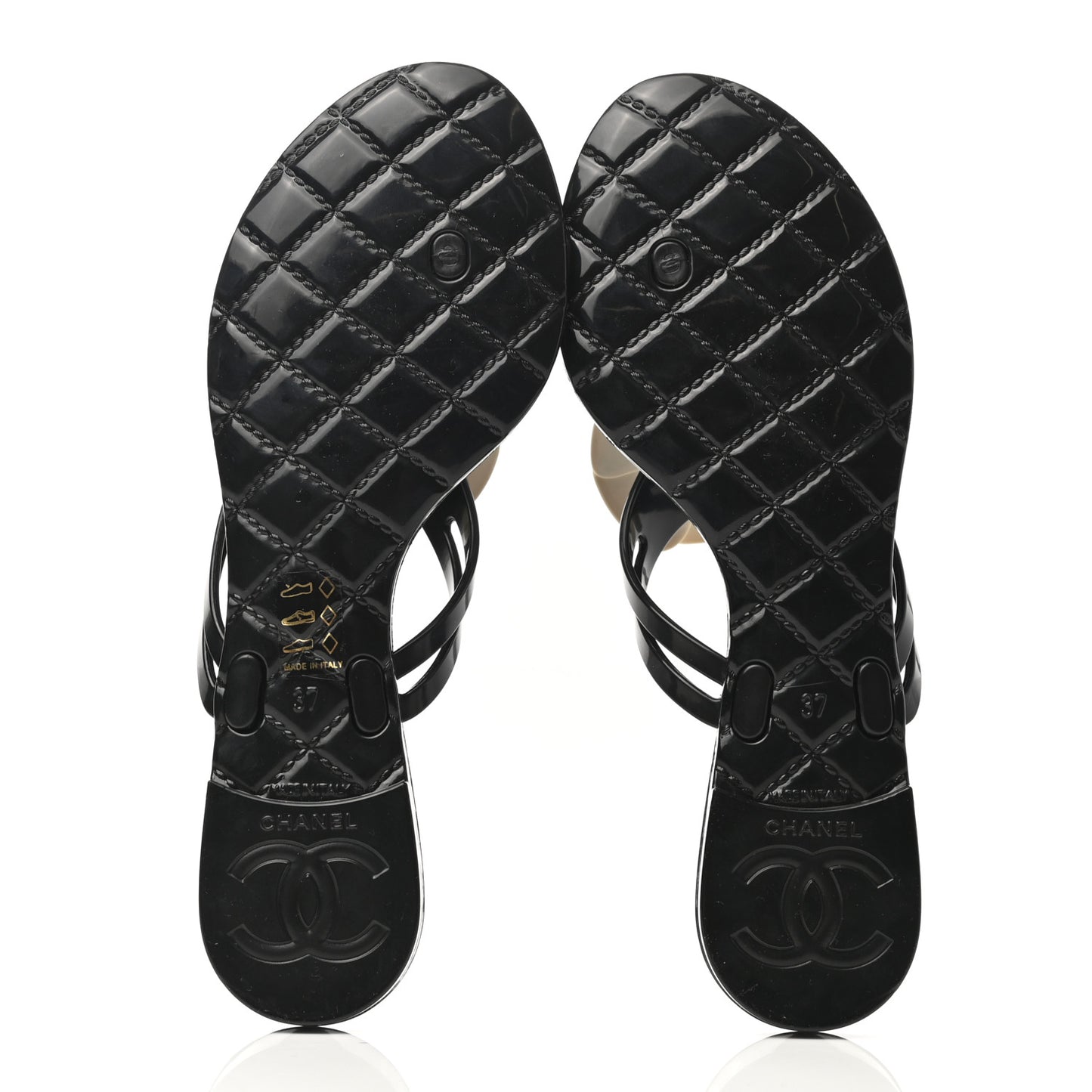 Jelly Camellia Thong Sandals 37 Black Ivory