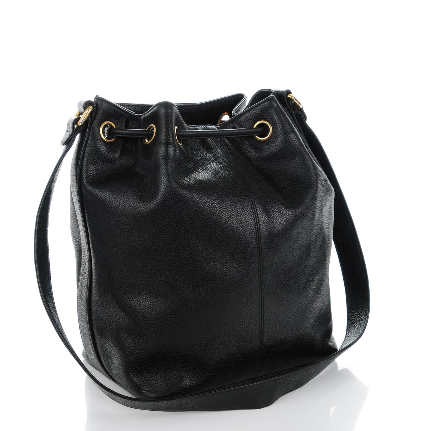 Caviar CC Drawstring Shoulder Bag Black