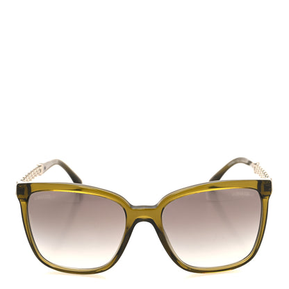 Chanel Polarized Square Chain Sunglasses 5325 Green 2 of 6