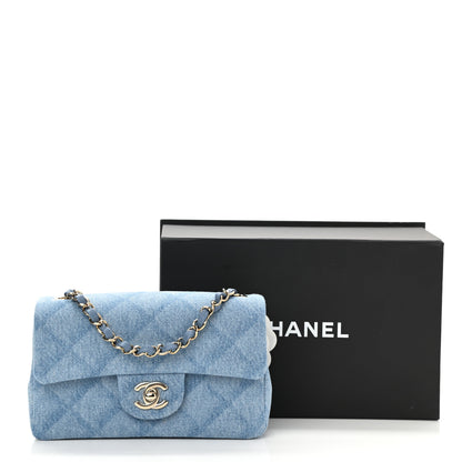 Chanel Denim Quilt Print Mini Rectangular Flap Light Blue 11 of 11