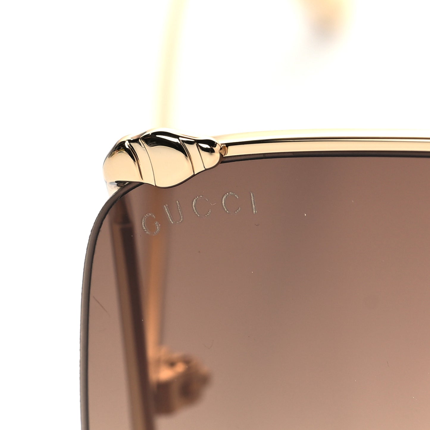 Oversized Round Sunglasses GG0252S Gold Brown
