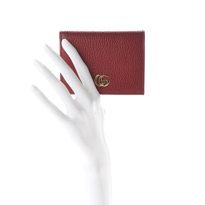 Gucci Pebbled Calfskin GG Marmont Card Case Hibiscus Red 2 of 7