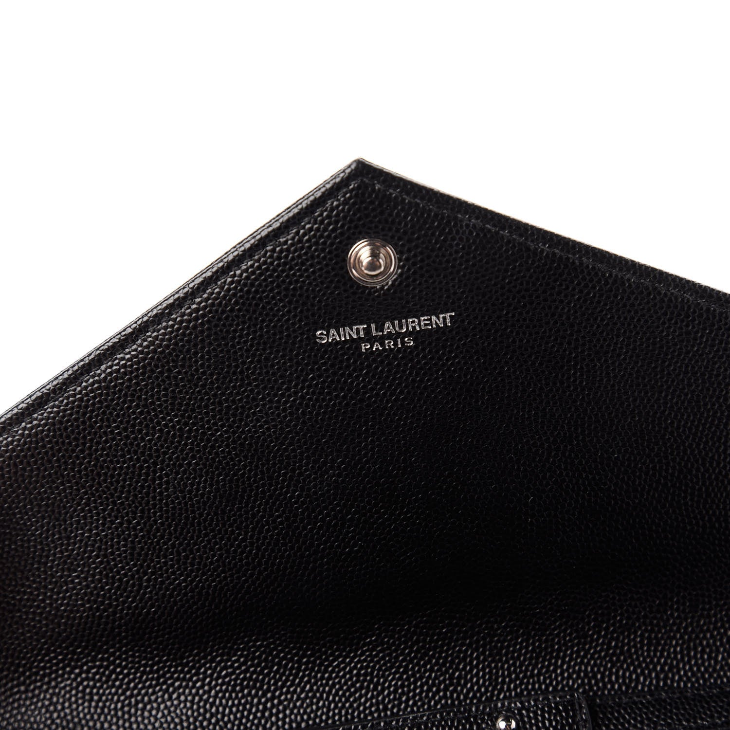 Saint Laurent Grain De Poudre Matelasse Chevron Monogram Chain Wallet Black 8 of 11