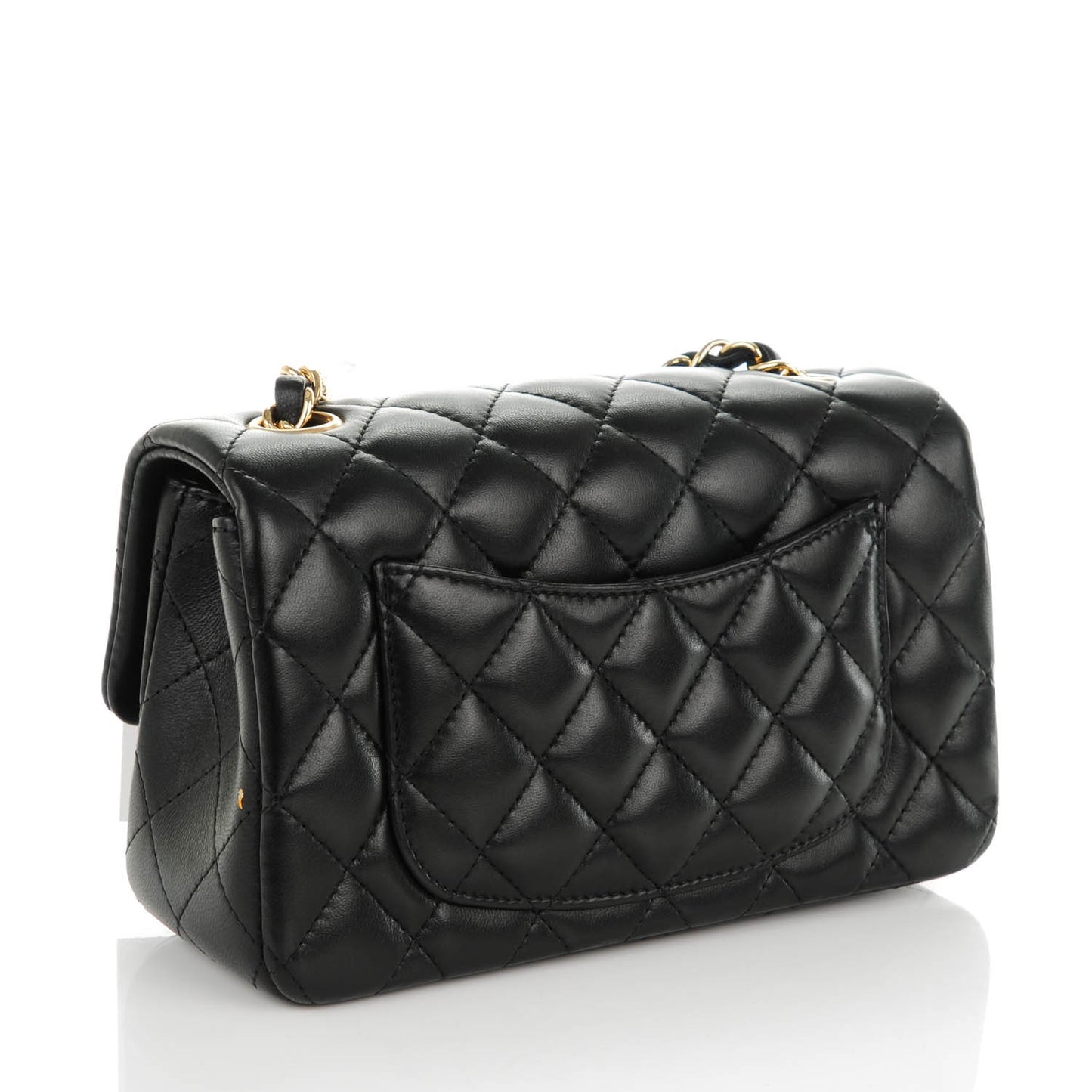 Lambskin Quilted Mini Rectangular Flap Black