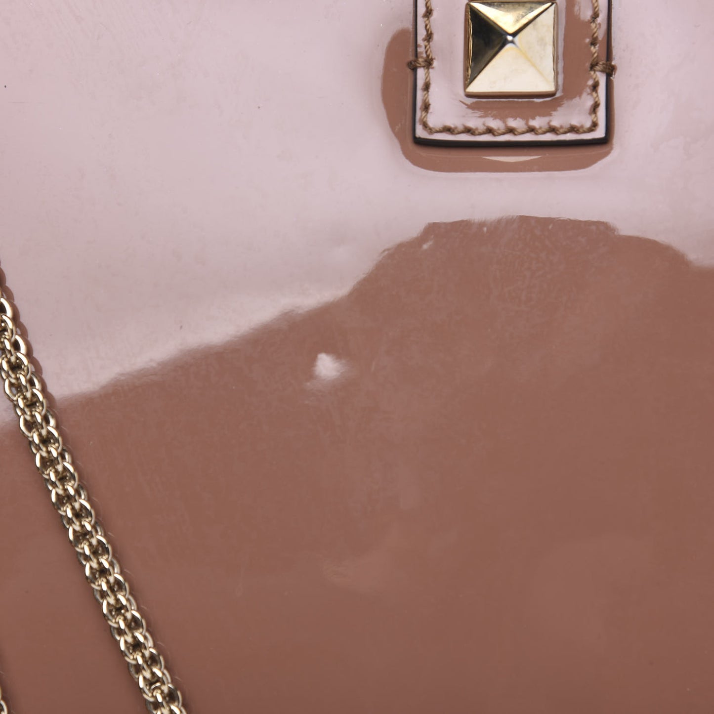 Patent Large Glam Lock Rockstud Flap Dark Blush