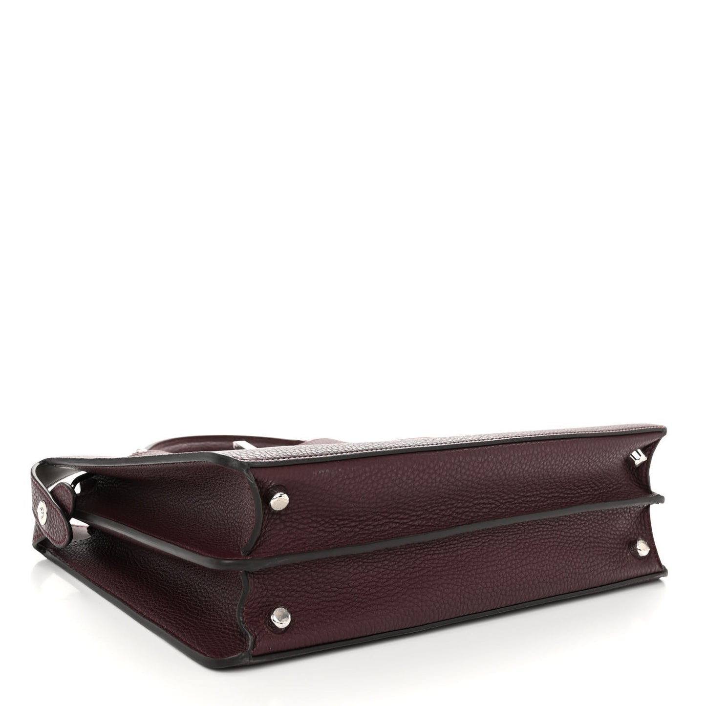 Cuoio Romano Vitello Cover Glazed Fabric Bi-Color FF 1974 Medium Peekaboo I SEE U Satchel Granada Tartufo Burgundy Tobacco Moro