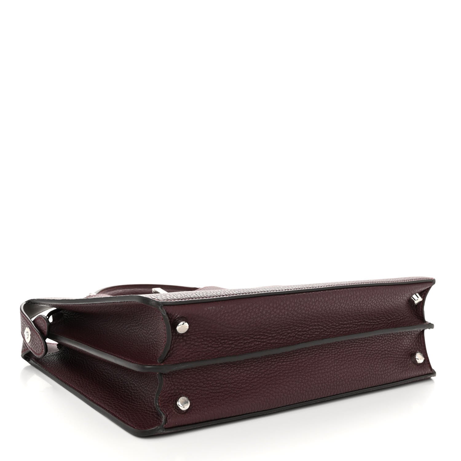 Fendi Cuoio Romano Vitello Cover Glazed Fabric Bi-Color FF 1974 Medium Peekaboo I SEE U Satchel Granada Tartufo Burgundy Tobacco Moro 4 of 11