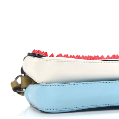 Fendi Vitello Dolce Flowers and Bows Bi-Color Scalloped Micro Double Baguette White Turchese Pallido Multicolor 7 of 8