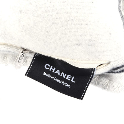 Chanel Merino Wool Cashmere CC Pillow Black Beige 3 of 3