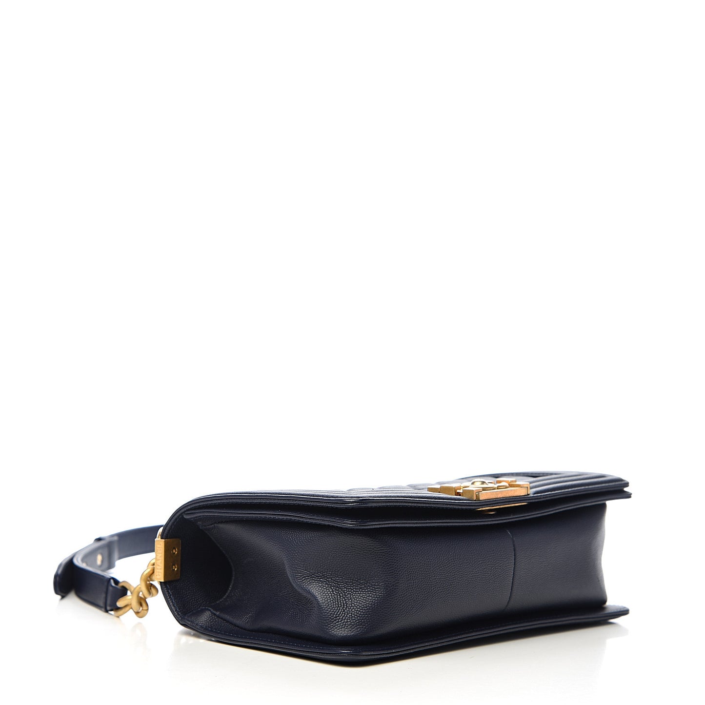 Caviar Quilted Medium Boy Flap Dark Blue