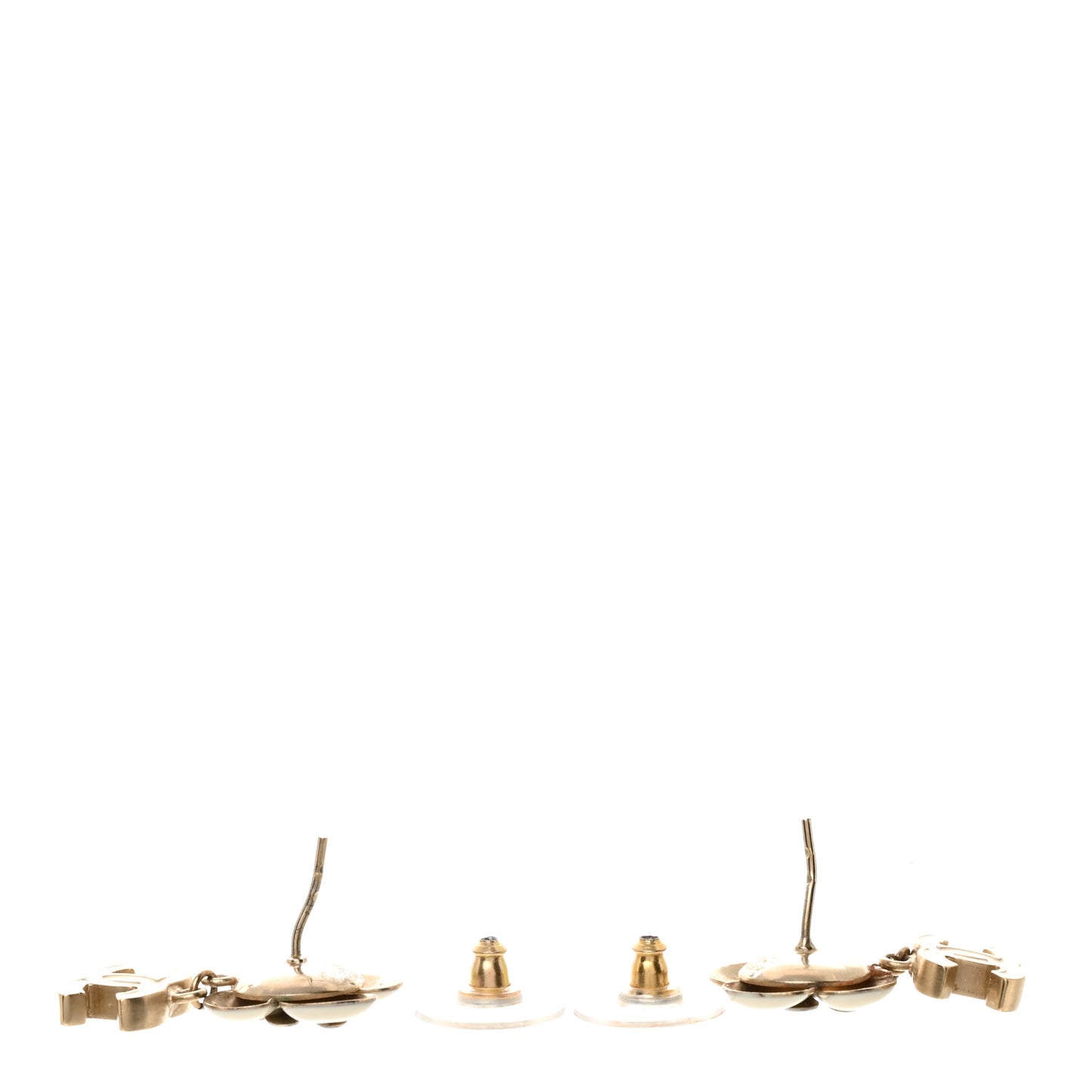 Enamel CC Camellia Earrings White Gold