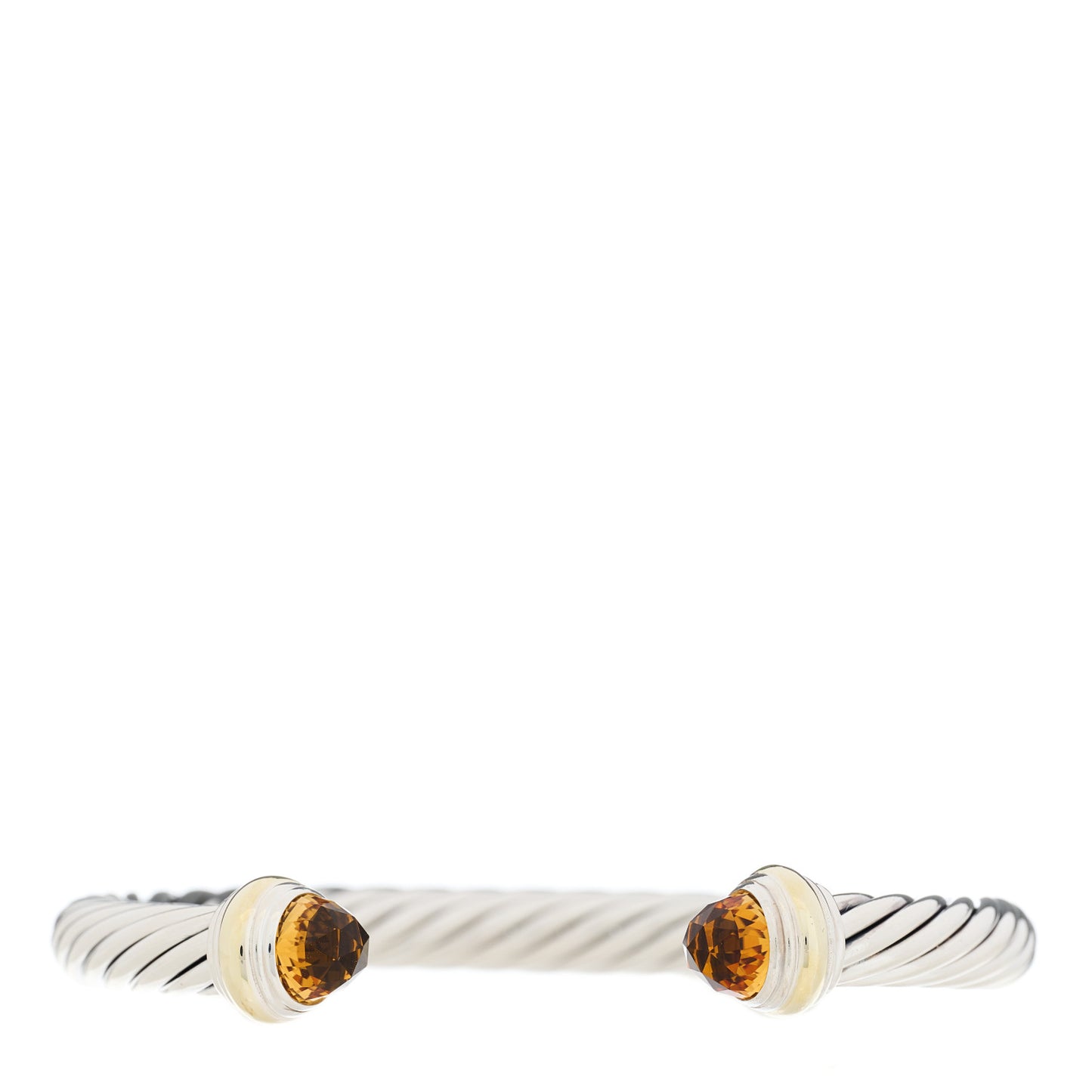 Sterling Silver 14K Yellow Gold Citrine 7mm Cable Classics Bracelet