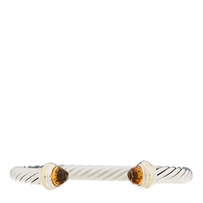David Yurman Sterling Silver 14K Yellow Gold Citrine 7mm Cable Classics Bracelet 1 of 3