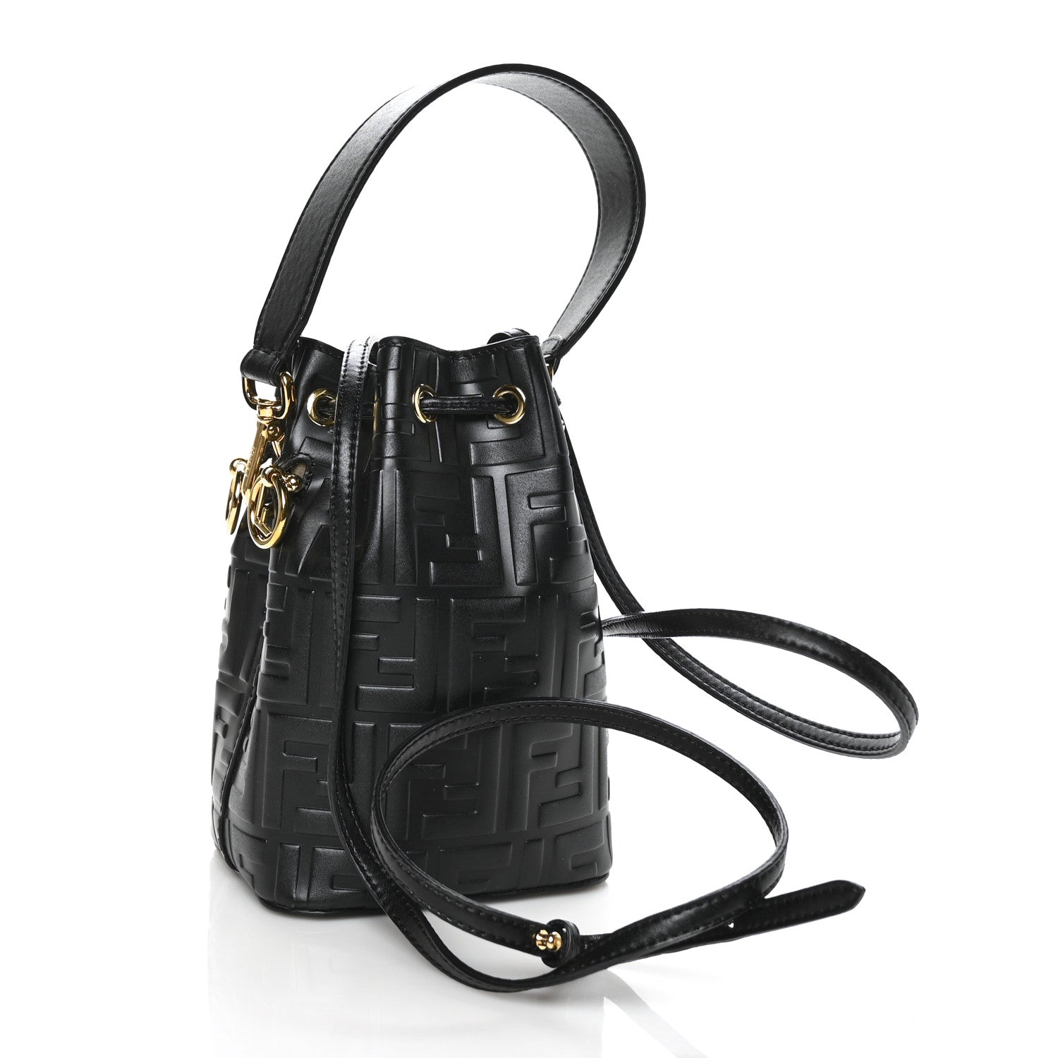 Fendi Vitello Liberty F is Fendi FF 1974 Embossed Mini Mon Tresor Bucket Bag Black 3 of 8