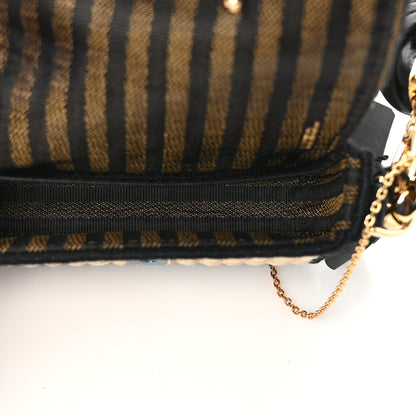 Fendi Straw Shiny Nappa Woven Nano Baguette Maxi Handle Charm Natural Black 5 of 10
