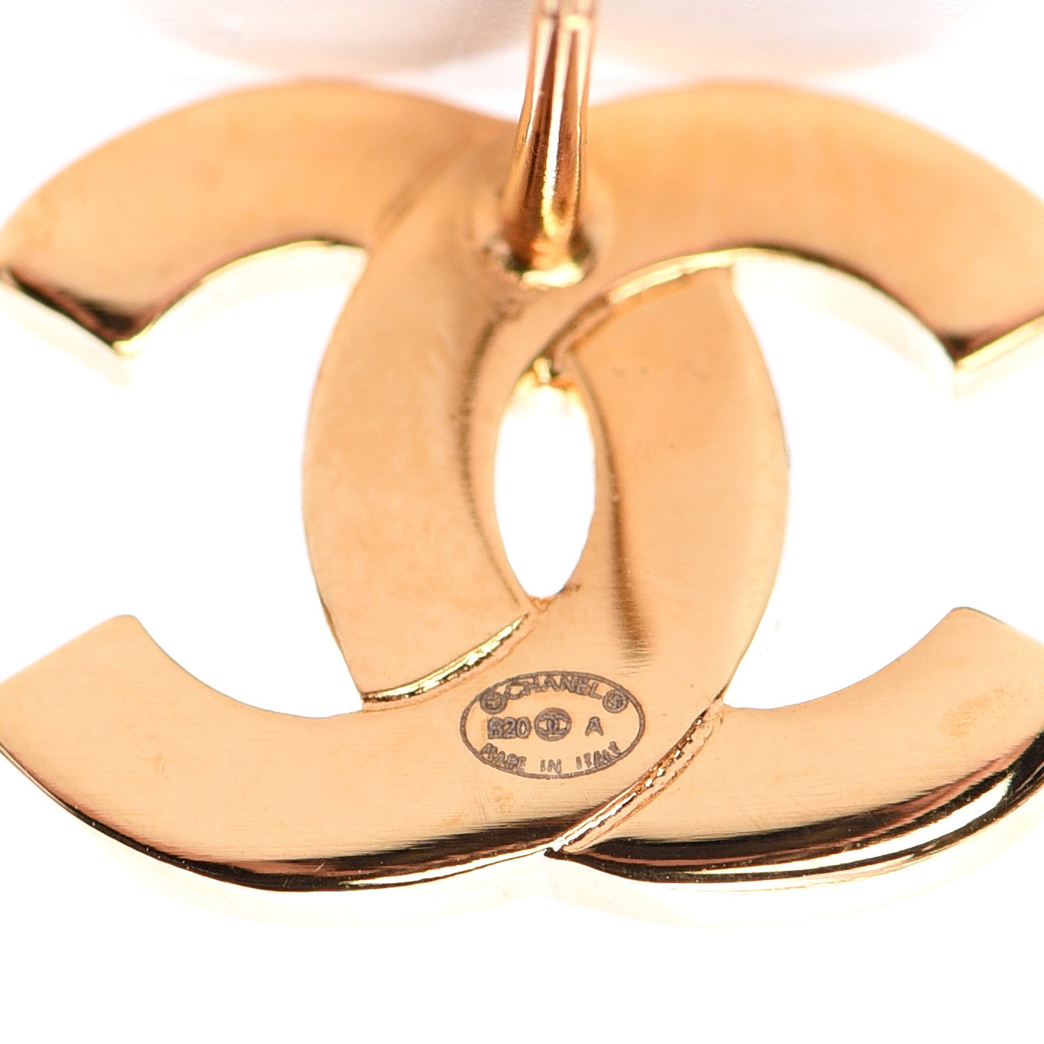Chanel Metal CC Paris Button Stud Earrings Gold 4 of 5