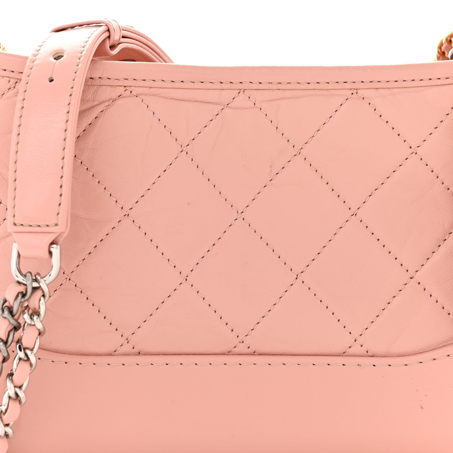 Aged Calfskin Quilted Small Gabrielle Hobo Light Pink