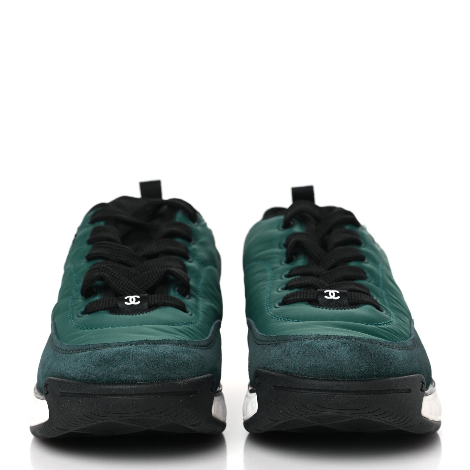 Chanel Nylon Suede Calfskin CC Sneakers 41 Green 2 of 8