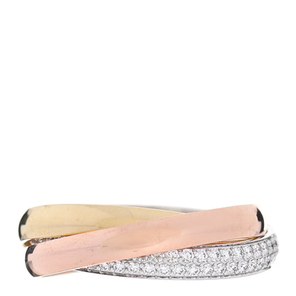 Cartier 18K White Yellow Pink Gold Diamond Small Trinity Paved Ring 53 6.25 2 of 5