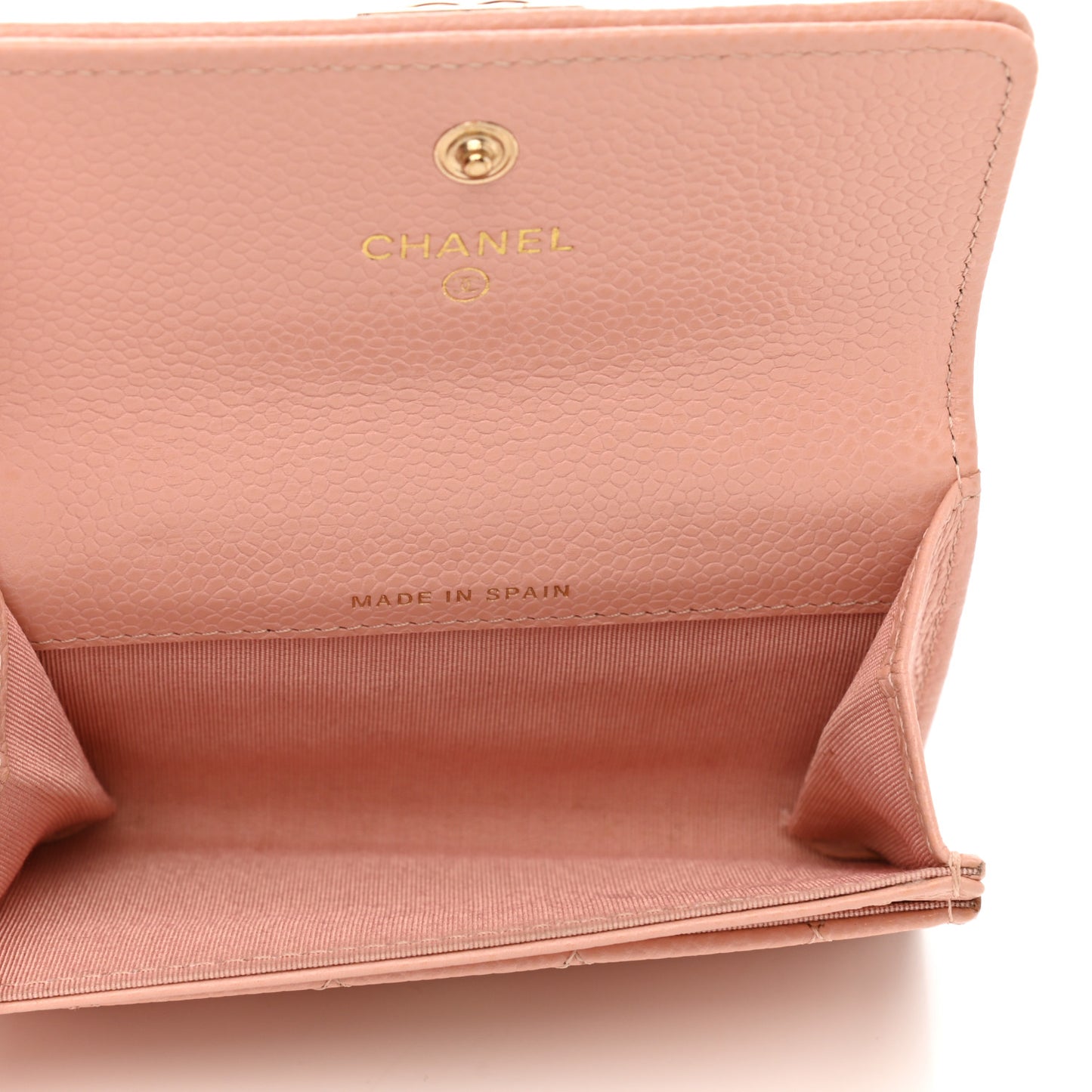 Caviar Quilted Boy Card Holder Wallet Light Pink