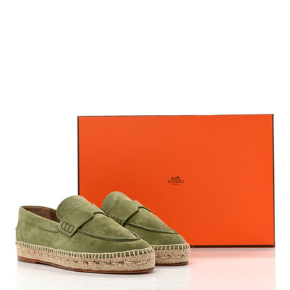 Hermes Suede Calfskin Womens Trip Espadrilles 35 Vert Sauge 8 of 8