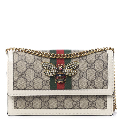 Gucci GG Supreme Monogram Web Queen Margaret Chain Wallet White 1 of 11