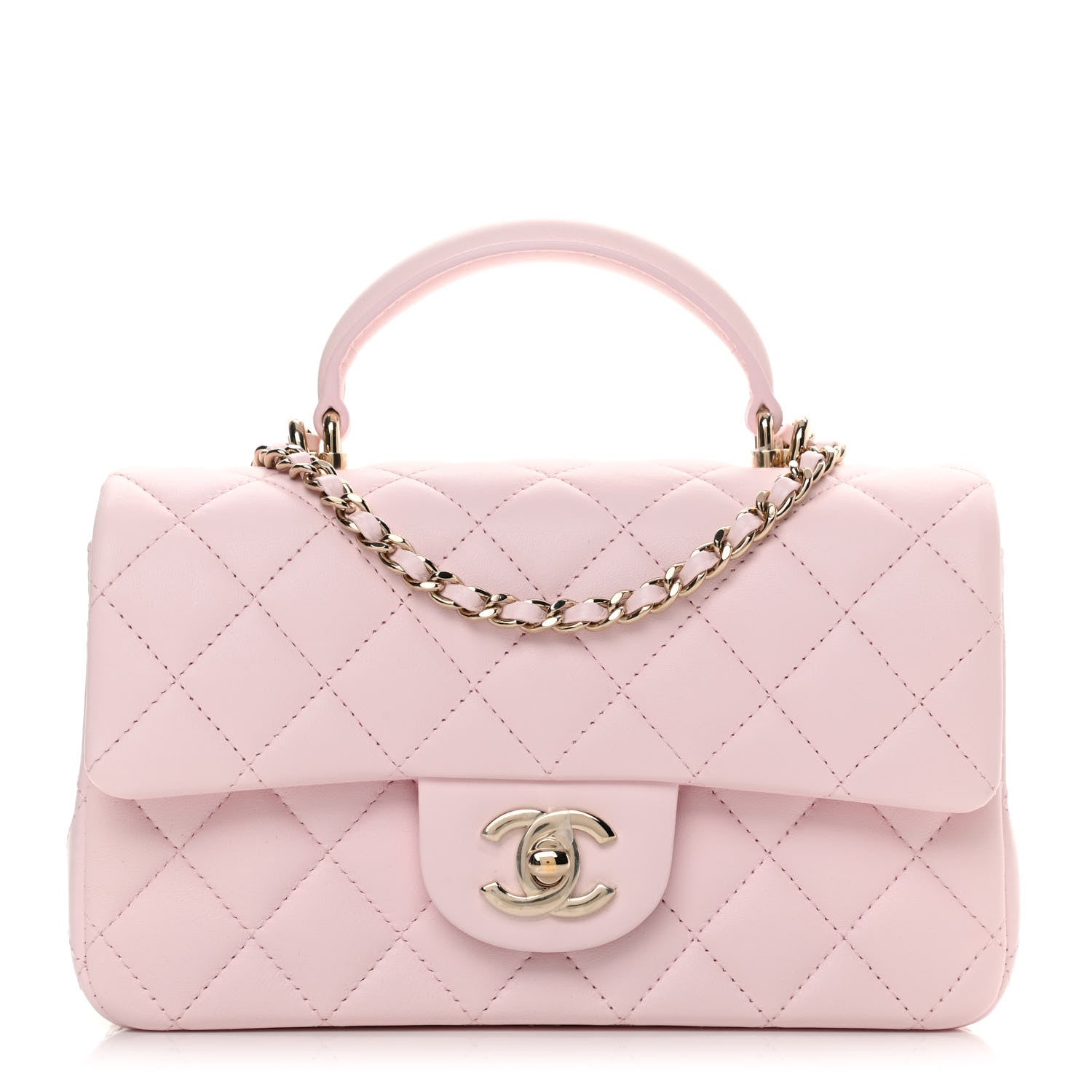 Chanel Lambskin Quilted Mini Top Handle Rectangular Flap Light Pink 1 of 13