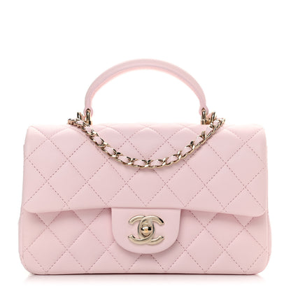 Chanel Lambskin Quilted Mini Top Handle Rectangular Flap Light Pink 1 of 13