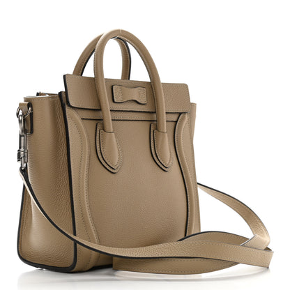 Celine Drummed Calfskin Nano Luggage Dune 3 of 10