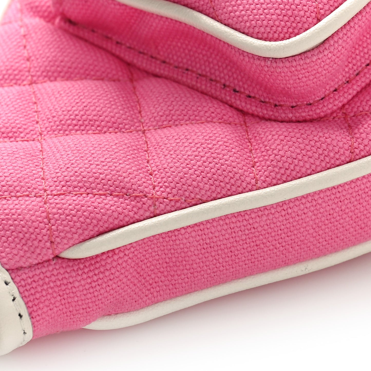 Canvas Calfskin Tennis Racket Clutch With Chain Pink