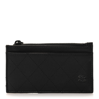 Chanel Calfskin Quilted Zip Card Holder So Black 1 of 8