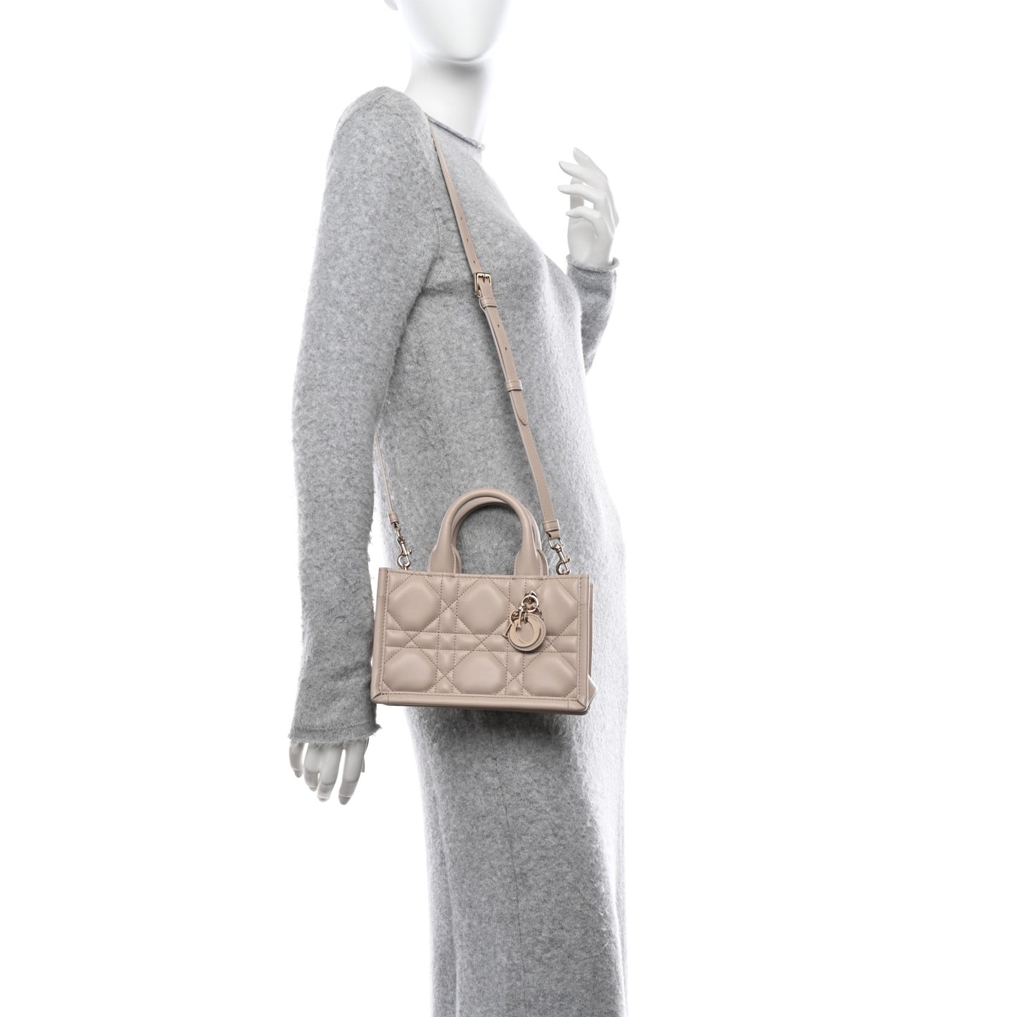 CHRISTIAN DIOR Calfskin Macrocannage Mini Book Tote Trench Beige