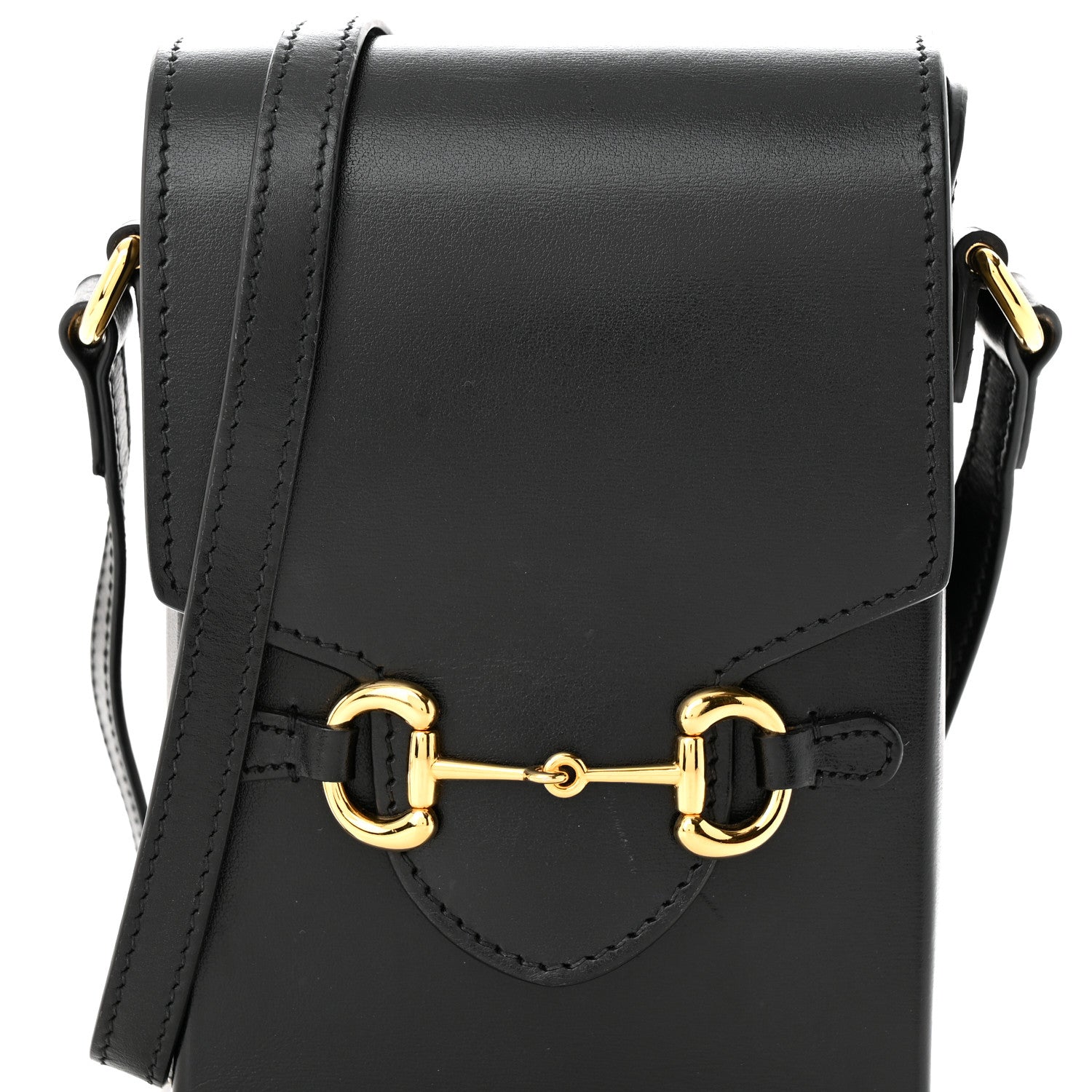 Gucci Boarded Plutone Calfskin Mini Horsebit 1955 Crossbody Bag Black 9 of 14