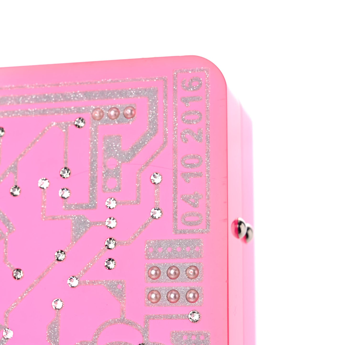 Plexiglass Strass Motherboard Minaudiere Clutch Pink