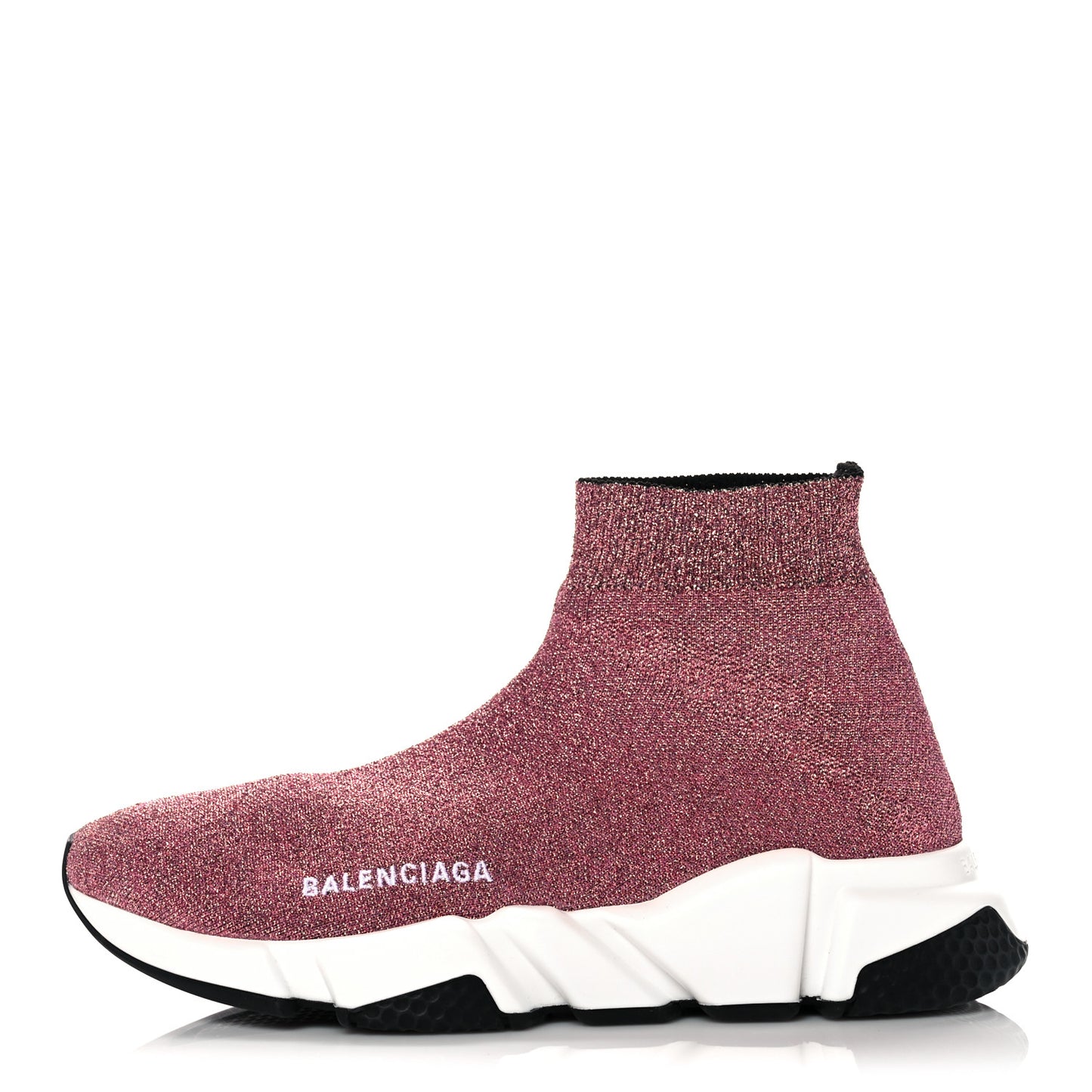 Laminated Knit Bi-Color Sole Womens Speed Sneakers 37 Pink White Black
