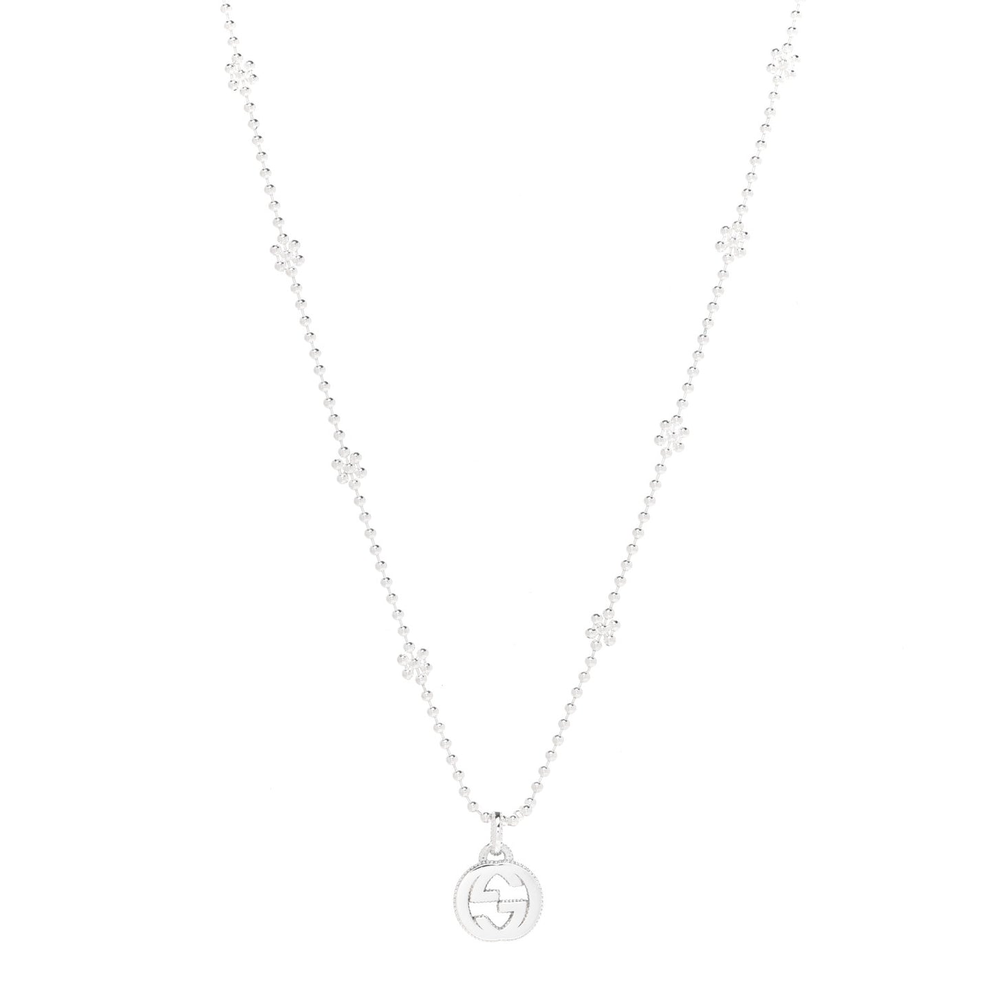 Sterling Silver Interlocking G Beaded Cluster Pendant Necklace