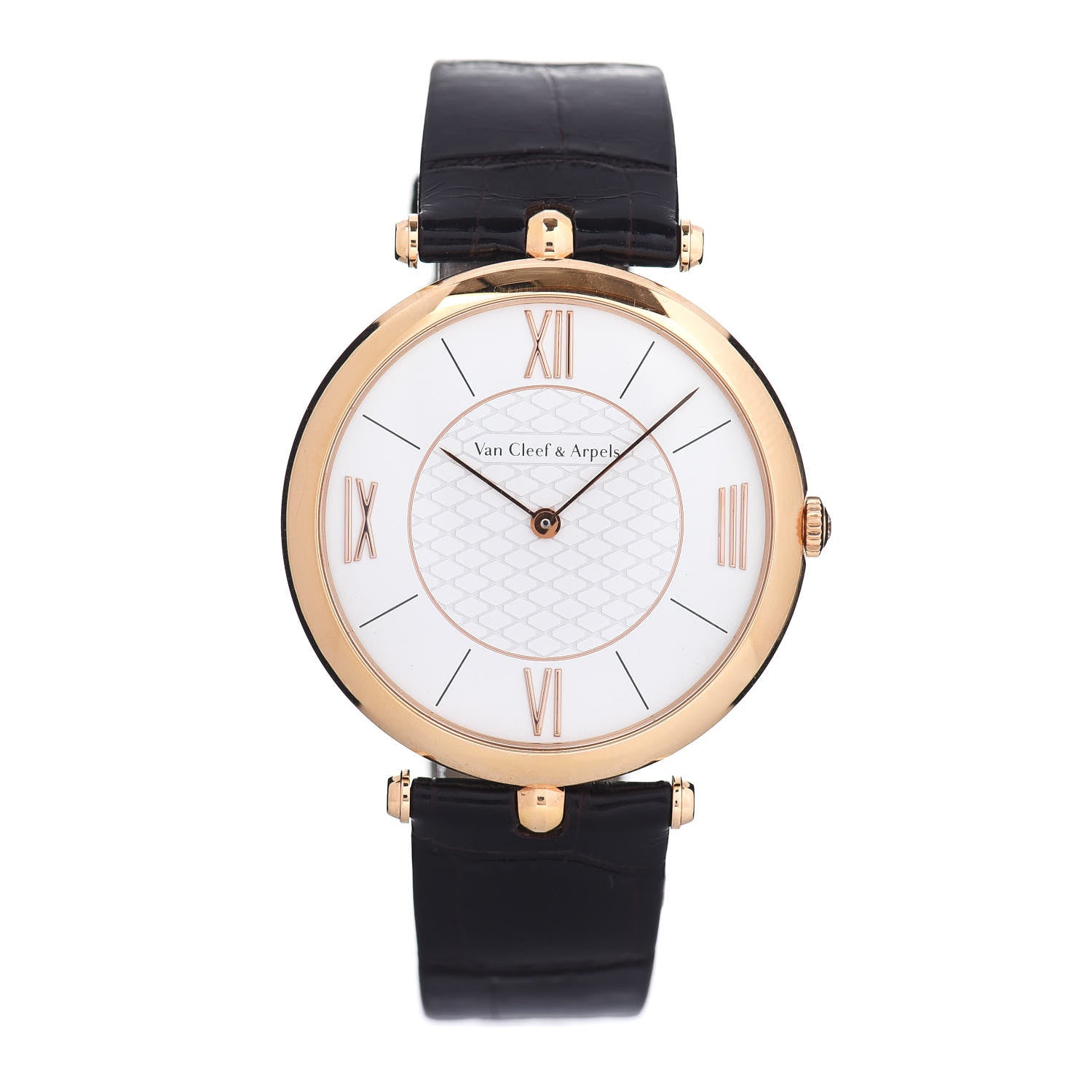 Van Cleef & Arpels 18K Rose Gold Alligator 38mm Pierre Arpels Manual Winding Watch 1 of 5