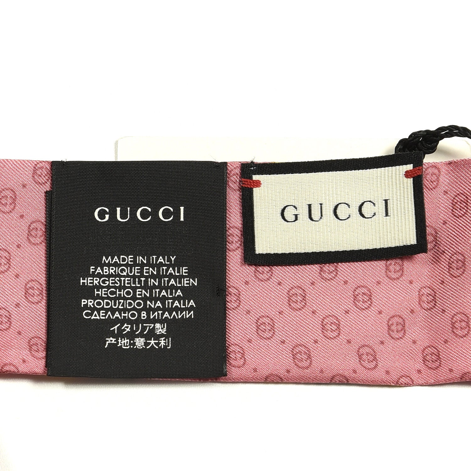 Gucci Silk GG Monogram Neck Bow Scarf Roseate Ivory 3 of 3