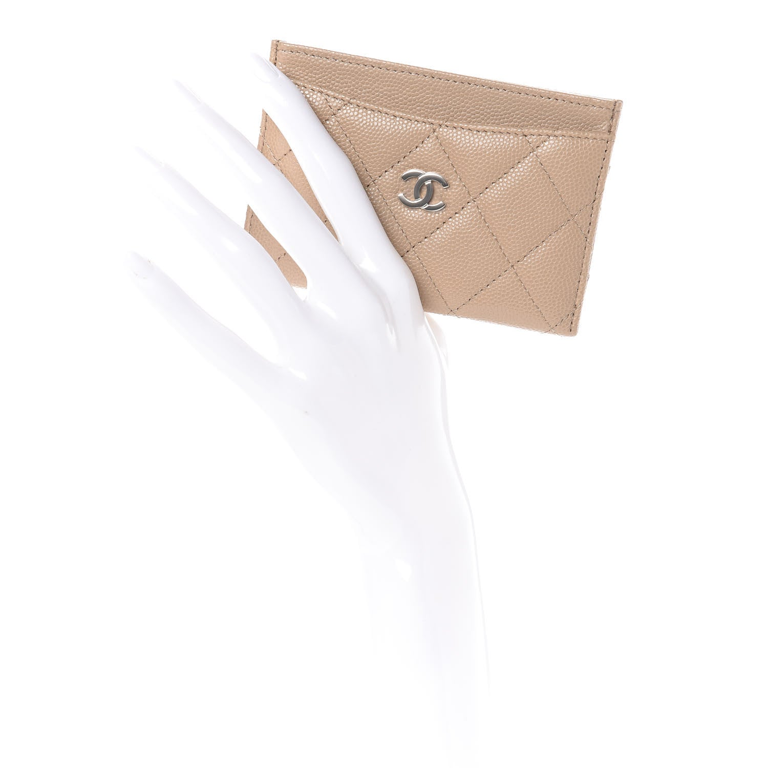 Chanel Caviar Quilted Card Holder Beige 2 of 9