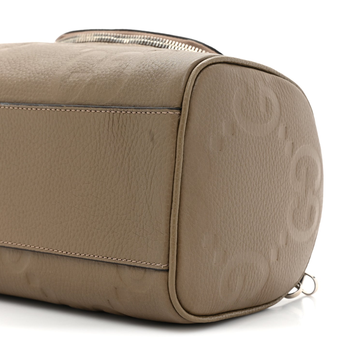 Piuma Calfskin Jumbo GG Embossed Small Toiletry Case Good Taupe