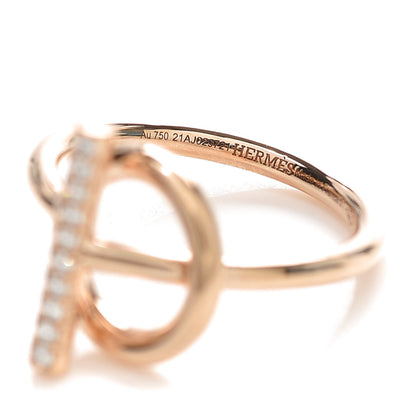 Hermes 18K Rose Gold Diamond PM Echappee Ring 51 5.75 4 of 5