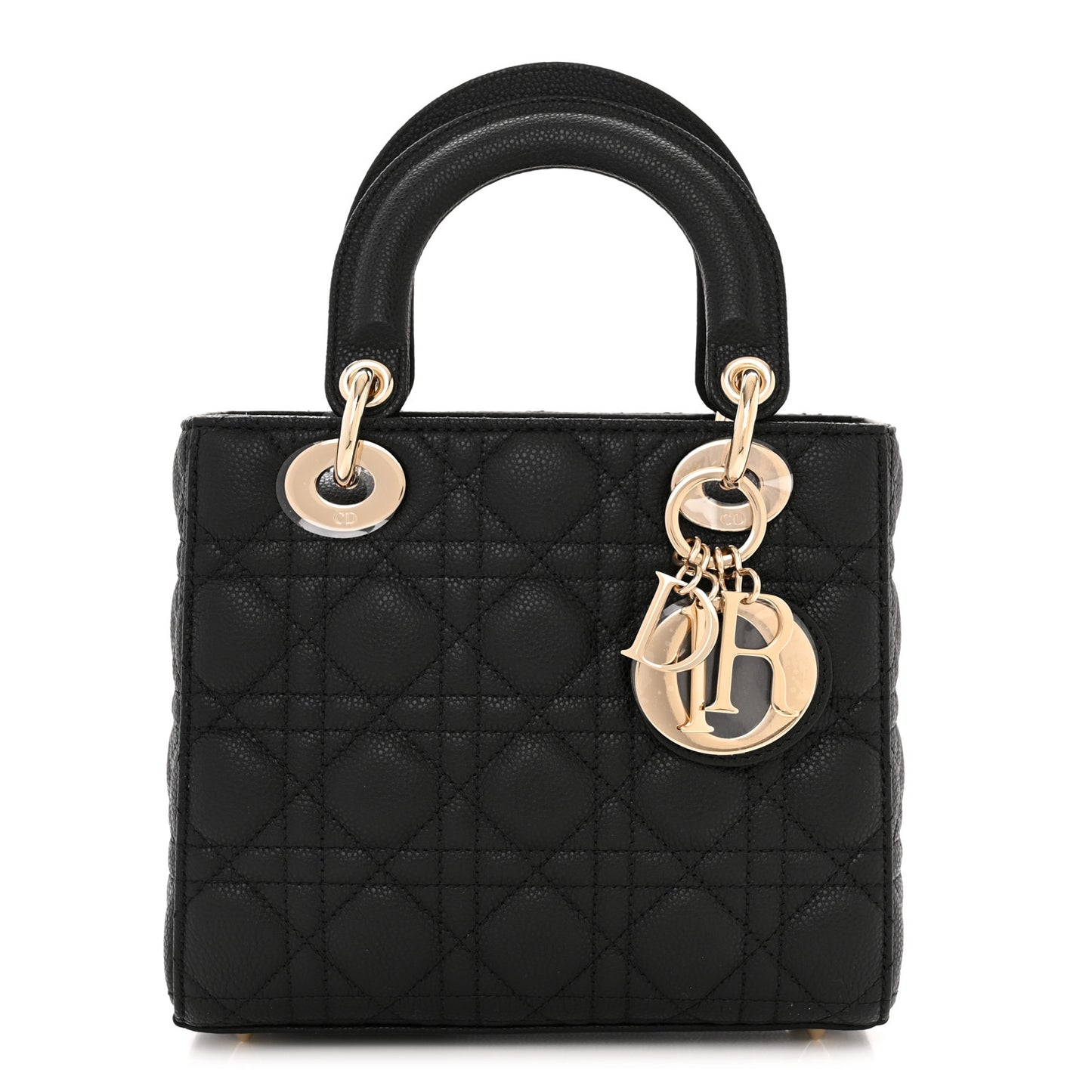 Grained Calfskin Cannage Small Lady Dior Black