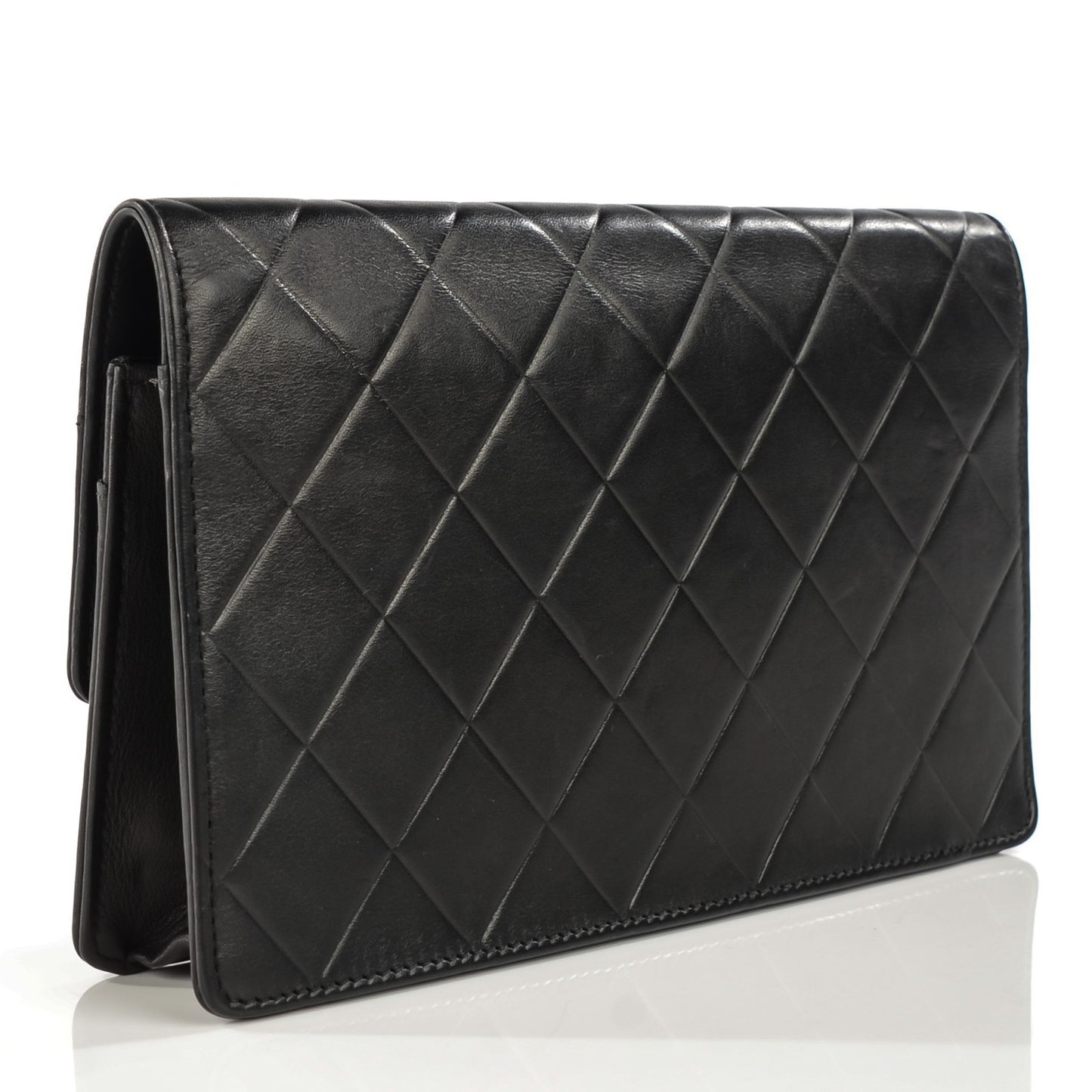 Lambskin Embossed LAX Wallet on Chain WOC Black