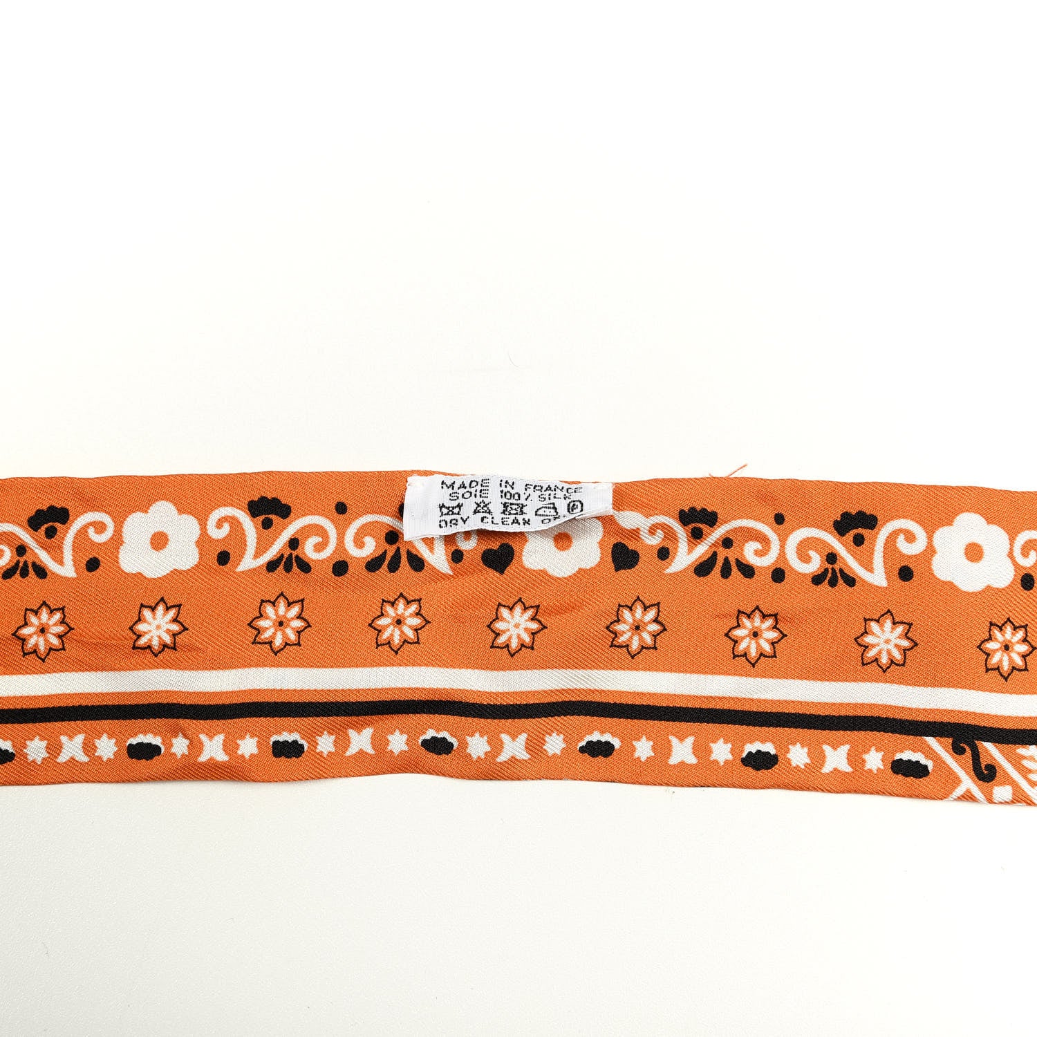 Hermes Silk Peuple Du Vent Bandana Twilly Orange Black White 2 of 5